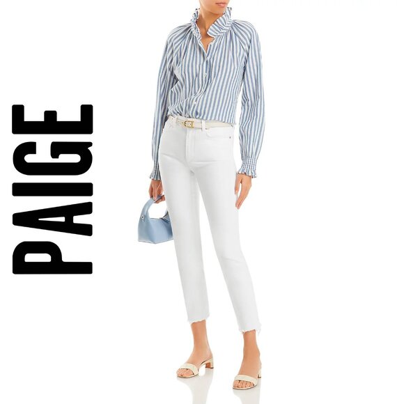 Paige Cindy Crop High Rise Straight Ankle Jeans in Crisp White / Size 25 - Picture 1 of 14